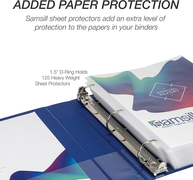 Samsill Durable 1.5 inch 3 Ring Binder, D Ring Binder, 100% Recycled Chipboard, Basic Assortment, 12 Pack