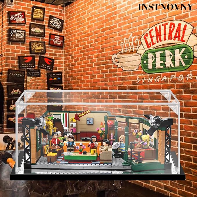 Innovny Acrylic Display Case for Collectibles & Lego 21319 Building Kits - Clear Case for Action Figures & Car Model Toys (Black, 13.8*9.8*5.9 inch)