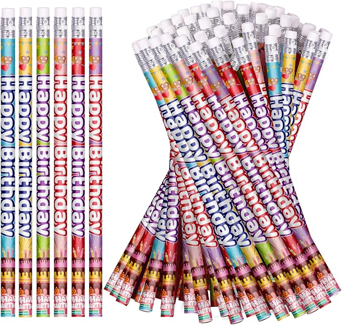 Happy Birthday Pencils Colorful Birthday Pencil for Students Birthday Pencil for Teacher Classroom Birthday Party Supplies, 6 Style (120)