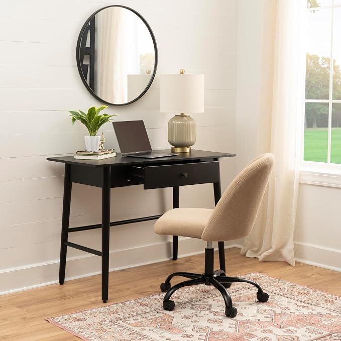 Linon Melissa Black Wooden One Drawer Writing Desk