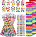 296 Pcs Birthday Pencils Set: 48 Happy Birthday Pencils, 48 Wristbands, 200 Badge Stickers for Teacher, Classroom, Party Supply