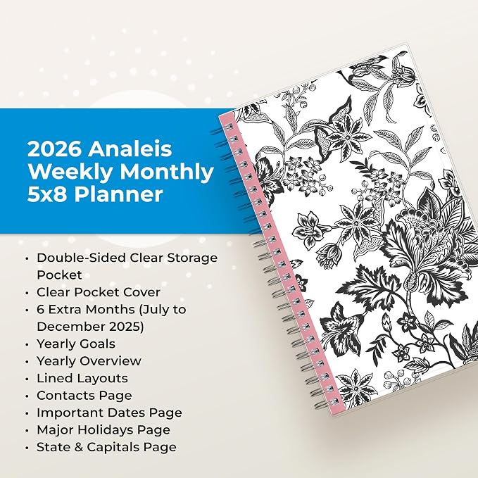 Blue Sky 2026 Weekly & Monthly Planner Calendar, 5"x8", Analeis