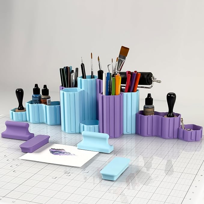 Glassboard Studio Hexaflex Organizer Set - Pen and Pencil Holder for Desk, Versatile Hexagon Design, Adjustable Dividers, 12 Color Options - Desk and Office Organization (Jet Black)