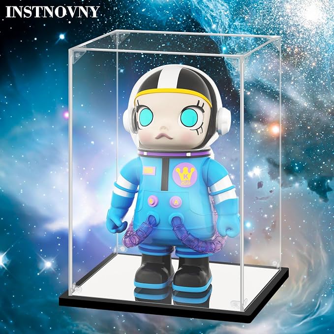 Acrylic Display Case for Collectibles Assemble Acrylic Display Box for Bearbrick 400% Lego 76191 Clear Acrylic Case for Display Dolls Action Figures Storage(Black,9.8*9.8*13.8 inch)