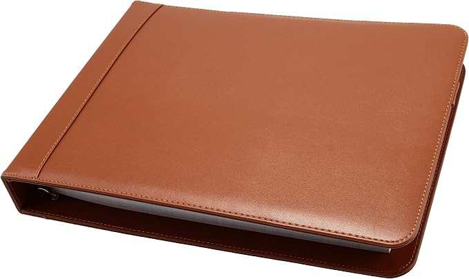 2Fold Business Check Binder 7 Ring for 3-Up Business Size Checks with Extra Business Card Case - PU Leather Deluxe 7 Ring Checkbook Binder Portfolio with 600 Check Capacity and Storage