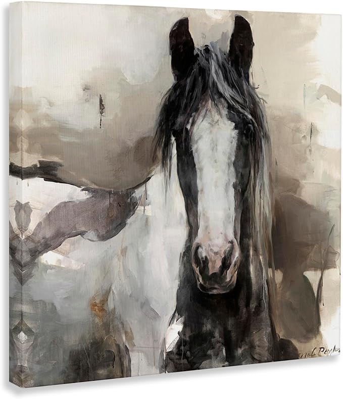 Stupell Industries Grey Beige Horse Abstract, 30 x 30 Inch Canvas Wall Art | Stupell Industries · By Marilyn Hageman · Ready to hang once unboxed · Great for living room or office · Made in USA