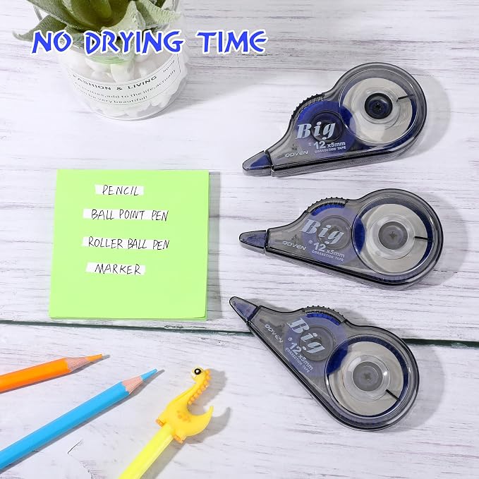 Chivao 100 Pack White Correction Tape, Classroom Correction Tape Wipe Out Easy to Use Applicator Translucent Dispenser Shows for School Office Note Journal, 0.2 Inch x 39.4 Feet