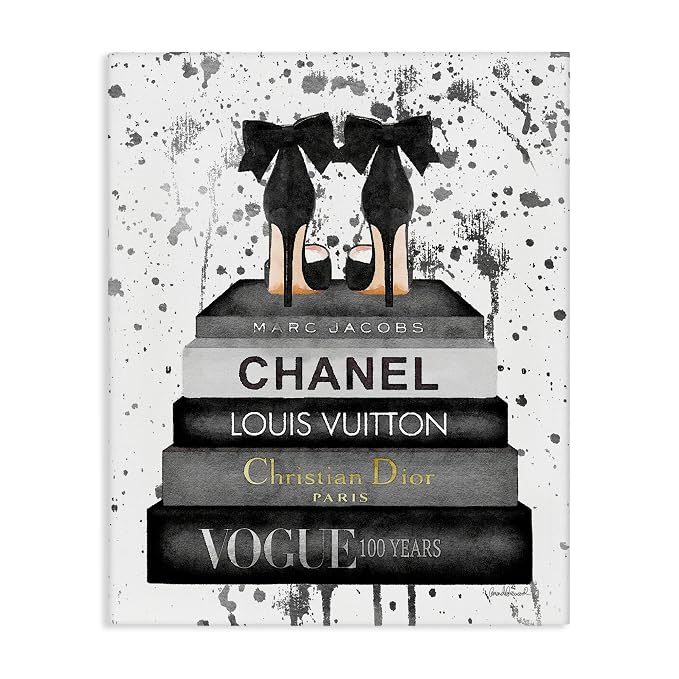Glam Fashion Books and Heels, 36 x 48 Inch Canvas Wall Art | Stupell Industries · By Amanda Greenwood · Ready to hang · Chic gift for fashion lovers · Made in USA