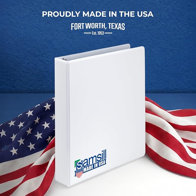 Samsill 2 Inch 3 Ring Binders, Economy Round Ring, Clear View Cover, 425 Sheet Capacity - for School, Home, Office - White, 6 Pack