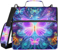 3 Ring Zipper Binder with Shoulder Strap Purple Butterflies 1.5 inch Binders Keeper Large Capacity Multi Pockets for School Office Supplies