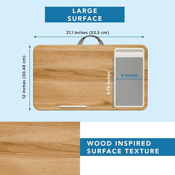 LAPGEAR Home Office Lap Desk – Oak Woodgrain, Fits 15.6” Laptops