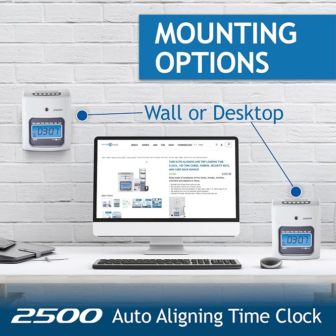 Pyramid Time Systems Small Business 2500 Time Clock Bundle, Ivory | Tracks worked time for unlimited number of employees.