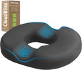 CloudBliss Donut Pillow Seat Cushion for Tailbone Pain Relief and Hemorrhoids, Memory Foam Chair Cushion for Postpartum Pregnancy, Seat Cushions for Men and Women for Home & Office, (Grey)