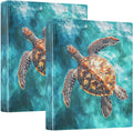 Turquoise Blue Turtle Binder 1.5 Inch Binder with Clipboard&Pockets, Coastal Sea Turtle Hardcover Binders 3 Ring, Heavy Duty Large File Folder for Office School Supplies-Holds 200 Sheets, 2 PC