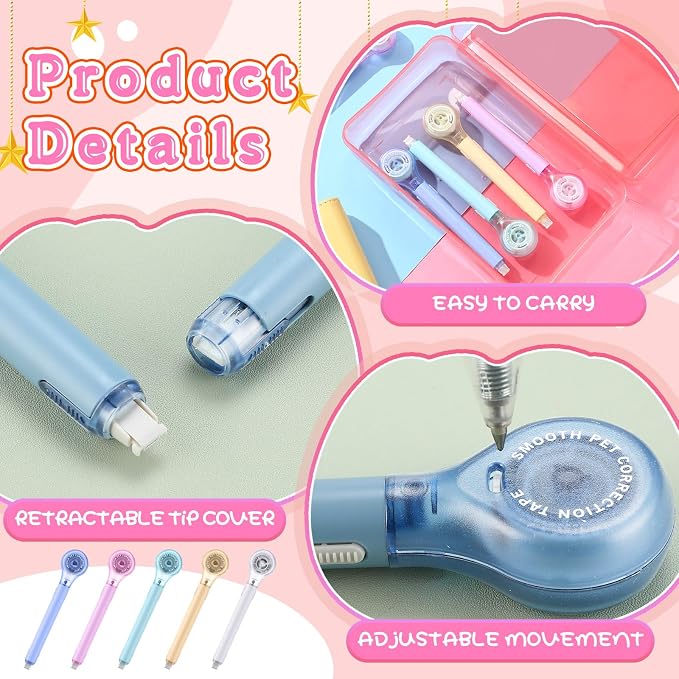 Gersoniel 25 Pack Correction Tape Pen for School Office,Macaron Color