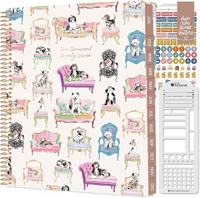 bloom daily planners 2027 Planner for Women (8.5" x 11") - Weekly & Monthly Calendar Year (January to December) Softcover Agenda Book Organizer with Stickers & Stencil - Sit. Stay. Plan.