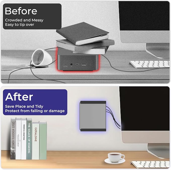 Metal Mini PC VESA Mount for Beelink SER5 Pro, EQi12, SER5 MAX, SER8, SER9Pro, SER9, SER8Pro, SER6, EQR6, EQR5, SEi13Pro, SEi14, Vesa/Wall/Under Desk, Mount for Beelink, with Mouse Pad