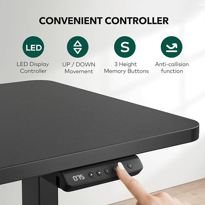 Cubiker L Shaped Standing Desk - 63 x 55 Inch Electric Adjustable Height Corner Standing Desk, Ergonomic Sit Stand Up Table with 3 Memory Buttons, Splice Board for Home Office, Black