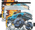 Truck Fire Pencil Pouch for 3 Ring Binder, 2 Pack Waterproof Pencil Bags Clear Window Zipper School Office Supplies