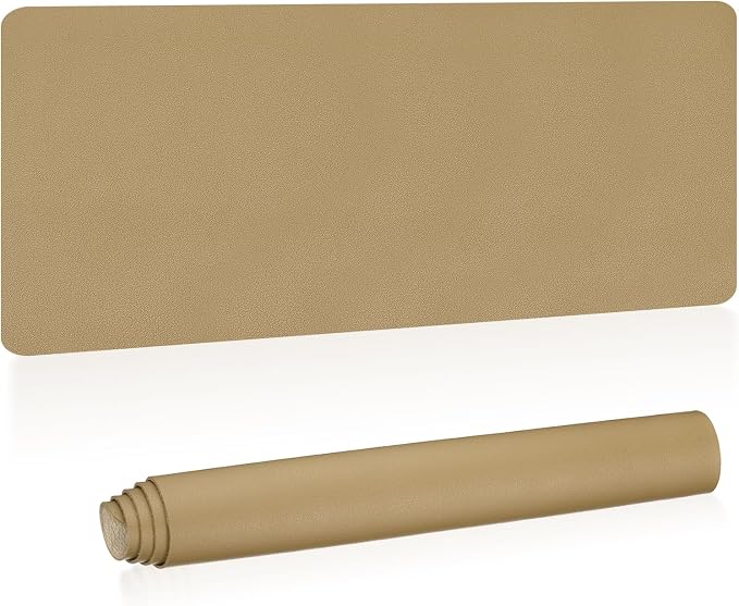 Patikil Desk Mat, 48"x17" Non-Slip Waterproof PU Leather Desk Pad, Dual Sided, Gold Tone