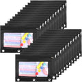 24 Pcs Pencil Pouch for 3 Ring Binder, 9.8" x 7" Black Pencil Bags with Zipper, Large Sturdy Cloth Pen Holder Case with Clear Window for Office Supplies