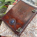 Personalized Leather Ring Binder, Portfolio for Men, 3 Ring with 1 Inch Ring Leather Binder, Customized Book of Shadow, Home, School and Office Supplies Folder Organizer (Brown, No Engraving)