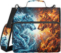 Fire Ice Wolf Pattern 3 Ring Zipper Binder with Shoulder Strap & Handle 2 Inch D-Ring Zippered Binder Bag with Multiple Pocket & Pencil Pouch, Binder Organizer for School or Office
