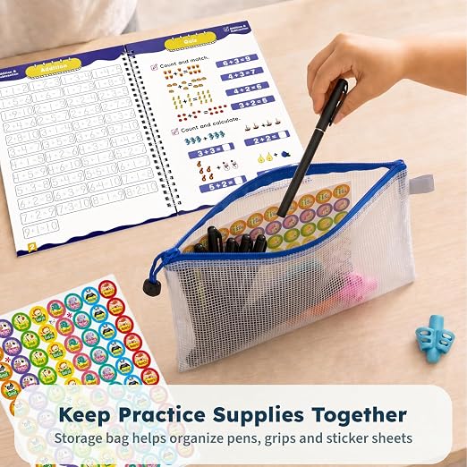 Magic Grooved Handwriting Workbook for Kids 3-8, Reusable with Auto-Disappearing Ink | Preschool Writing Learning Toy, Educational Gift for Toddlers