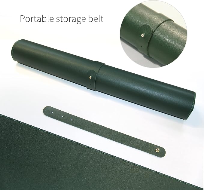 RENMTURE Dual-Sided Mouse Pad, Natural Cork & PU Leather Large Desk Pad for Office and Home Work, Desk Protector Non-Slip, Waterproof, Easy Clean (Dark Green, 36"x17")