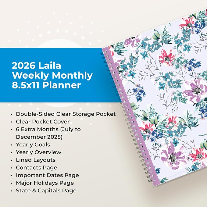Blue Sky 2026 Weekly & Monthly Planner Calendar, 8.5"x11", Laila