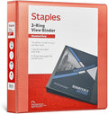 Staples Standard 1.5-Inch 3-Ring View Binder, Holds Up to 350 Sheets, Orange, Durable Binder for Office & School