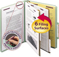 Smead Pressboard Classification File Folder with SafeSHIELD Fasteners, 2 Dividers, 2" Expansion, Letter Size, Gray/Green, 10 per Box (14076)
