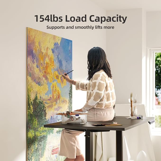 Claiks Electric Height Adjustable Standing Desk, 48x24 Inch, Deep Black | Smooth Height Adjustment, 3 Memory Presets, Cable management hub & hook, Stable Steel Frame, 156 lbs Capacity, Easy Assembly