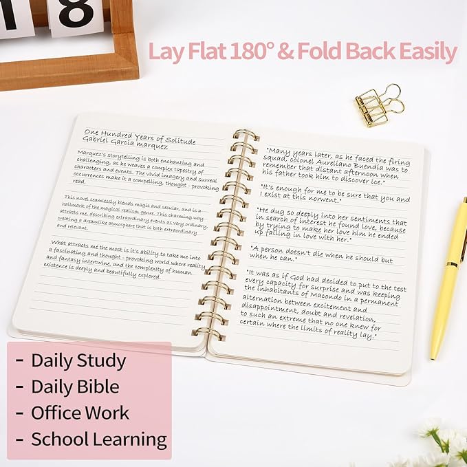 Spiral Notebook-5.75" x 8.125" College Ruled Journal with Inner Pockets and 160 Pages,PU Leather Cover Business Journal, Twin-Wire Binding Notebook Perfect for Office & Home School Supplies 3 pack Pink ReefBlue Khaki