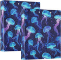 JIPONI 3 Ring Binder Jelly Fishs Blue 1 Inch Round Binders for Men Women Students, Cute File Organizer for Office Home School