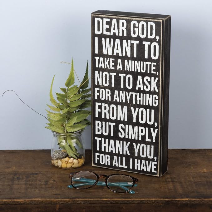 Primitives by Kathy 19437 Classic Black and White Box Sign, 6 x 12.5-Inches, Dear God