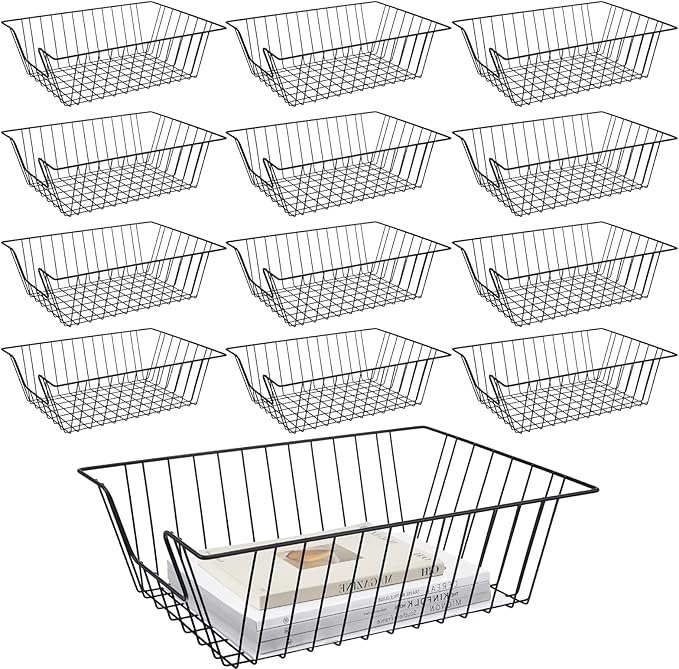 Yeaqee 12 Pcs Letter Tray Classroom Paper Trays,17'' X 12'' X 5,Black