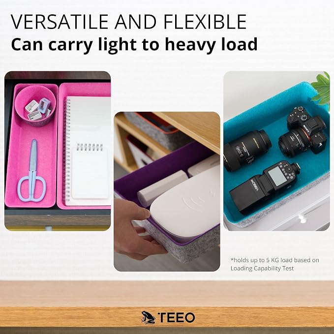 Teeo - Desktop Storage Drawers - Makeup Organizer Drawers - Office Drawer Organizer Tray - Pink Organizers and Storage - Home Desk Bins Dividers Box Compartment Organization - Pack of 7, Hot Pink
