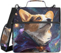 3 Ring Zipper Binder with Shoulder Strap Corgi Starry Sky Galaxy 2 Inch Zippered Binder Bag 500 Sheet Capacity Multi Pockets for School Supplies