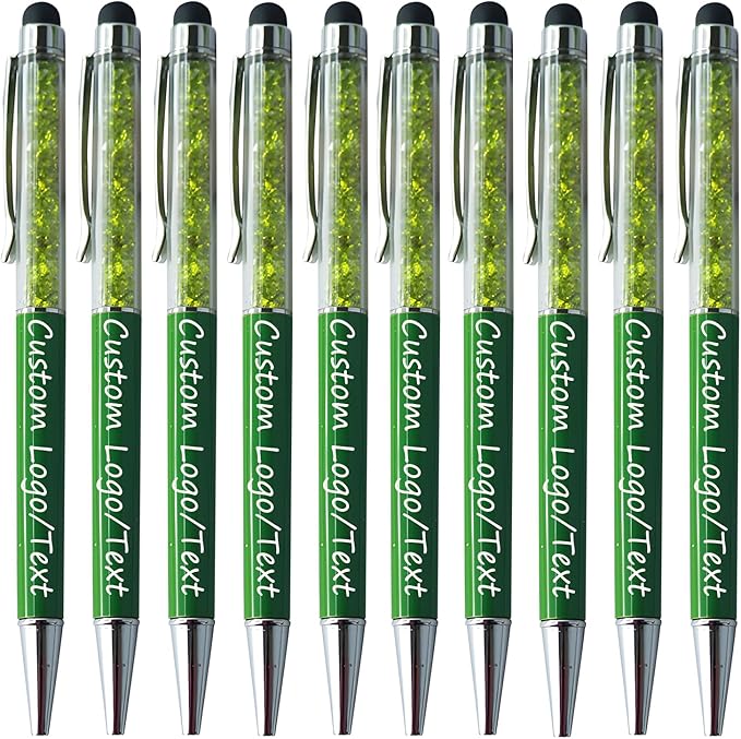 Yucold Customized Pens with Name/Logo - Touch Screen Stylus Ballpoint Pen, Perfect for Weddings, Business & Personalized Gifts (Military Green,10)
