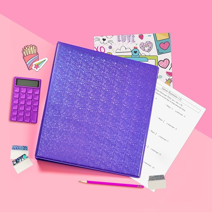 Avery® Holographic 3 Ring Binder, 1" Round Rings, 1 Violet Binder | For School, Home and Project Organization, Holographic 3D Rainbow Cover, Customizable Insertable Spine, Nonstick Pockets