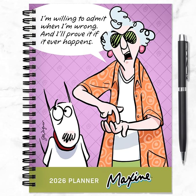 TF Publishing 2026 Maxine Medium Weekly Monthly Planner with 12-Month Calendar Grid, Goals and Task Trackers - Weekly Schedule Planner w/Priority List Section and Stickers - 6.5in x 8in