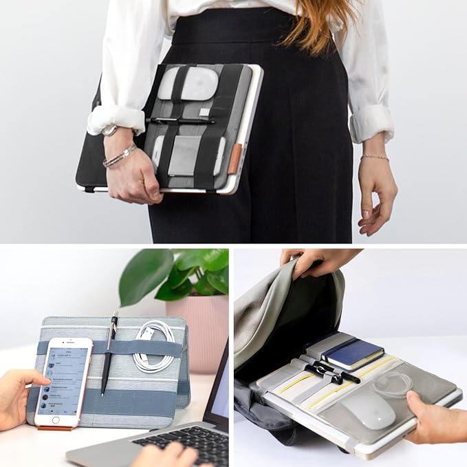 FOLD Portable TECH Organizer attachable to your Devices | Desk Sleeve | Gadget case | Working from Home Essentials | Laptop accessories | Backpack Insert | Portfolio |