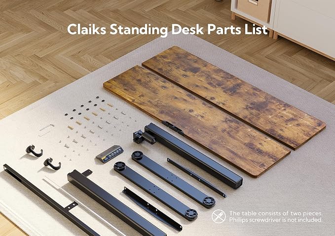 Claiks Electric Height Adjustable Standing Desk, 35x20 Inch, Rustic Brown | Smooth Height Adjustment, 3 Memory Presets, Cable Management Hub&Hook, Stable Steel Frame, 176lbs Capacity, Easy Assembly