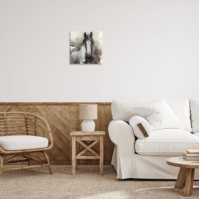 Stupell Industries Grey Beige Horse Abstract, 17 x 17 Inch Canvas Wall Art | Stupell Industries · By Marilyn Hageman · Ready to hang once unboxed · Great for living room or office · Made in USA
