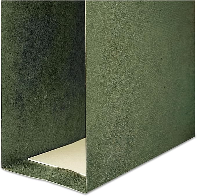 Smead Hanging File Folder with Tab, 1/3-Cut Adjustable Tab, Legal Size, Standard Green, 25 per Box (3-Inch Expansion, Legal)