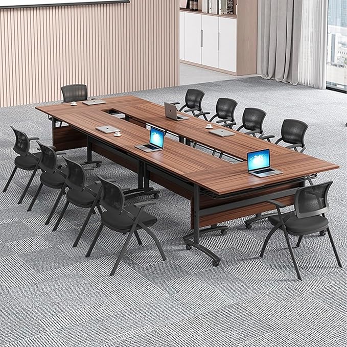 Conference Table Foldable Meeting Tables,Flip Top Mobile Training Table The folding conference table With Silent Wheels Is Convenient And Fast,Modern Mobile Meeting Tables (2pack 180*60*75)