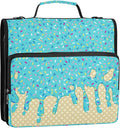 Teal Blue Ice Cream Print 3 Ring Binder Bag 1.5 inch Binder Organizer with Zipper Shoulder Strap 500 Sheet Documents Storage for School Office