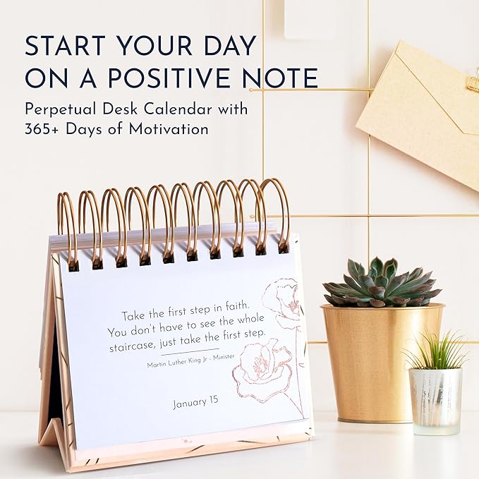Motivational Desk Flip Calendar with 366 Daily Affirmations, Gift for Women | Inspirational Perpetual Desk Calendar, Daily Motivational Quotes, Positive Affirmations, Reflection Prompts, Office Decor