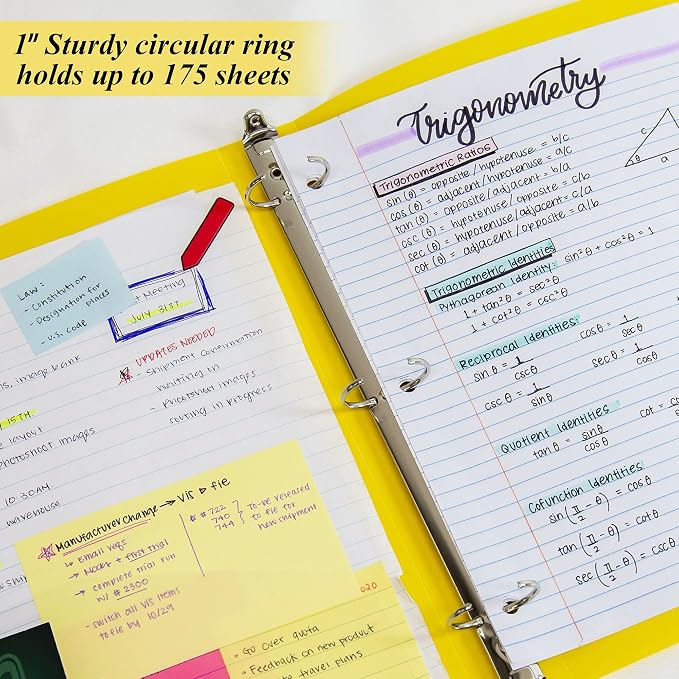BAZIC Products 1" Swirl Poly 3-Ring Binder, 1 Pocket, 6-Set | round rings, 1 in swirl poly 3-ring binder, 1 inside pocket, holds up to 175 sheets, Durable poly